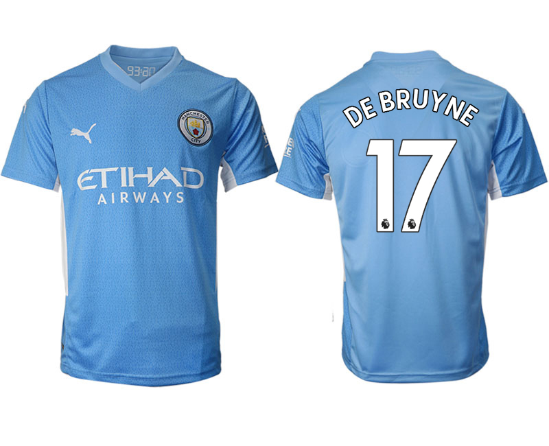 Men 2021-2022 Club Manchester city home aaa version blue #17 Soccer Jersey